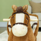 Qaba - Baby rocking horse, cheval à bascule en peluche avec sons - marron-La structure en bois et la base stable assurent un balancement sécurisé 