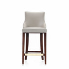 Manhattan Comfort Shubert 22.64" Modern Leatherette Upholstered Barstool - Light Grey-Modern Barstool with Backseat Perfect for Bar and Kitchen Use