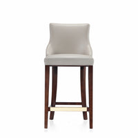 Manhattan Comfort Shubert 22.64" Modern Leatherette Upholstered Barstool - Light Grey-Modern Barstool with Backseat Perfect for Bar and Kitchen Use