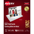 Avery - Cartes de souhaits jet d'encre pliées en deux, blanches, 5,5 x 8,5, paq./20-Cartes de souhaits pliées en deux