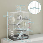 PawHut 28" H 4-Level Large Hamster Cage with DIY Tubes, Water Bottle, Food Dish, Hut and Exercise Wheels - Grey-Comes with all essential accessories, providing a complete starter kit for you 