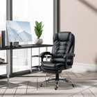 HOMCOM PU Leather Executive Reclining Office Chair with Arms - Black-Recline up to 145 degrees for maximum comfort