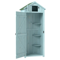 Outsunny Garden Storage Shed - 30" x 21" x 71" - Blue-Constructed of durable wood covered with a double layer of water-resistant paint
