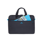 Rivacase Regent 14"Laptop Bag - Black-Dual zipper pulls for quick and easy access