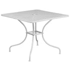 Table de jardin carrée de 35,5 po en acier blanc et 4 chaises au dossier rond, intérieur/extérieur [CO-35SQ-03CHR4-WH-GG]-Pour l’intérieur ou l’extérieur