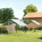 PawHut - Parc à poules grand poulailler en métal avec couverture pour 24 à 30 poules - 9,8 pi L x 26,2 pi l x 6,4 pi H-Comprend une mangeoire suspendue et des perchoirs à 4 niveaux pour plus de confort 