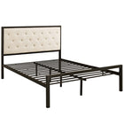Modway Mia Fabric Full Bed - Brown Beige-Platform bed frame with headboard