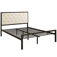 Modway Mia Fabric Full Bed - Brown Beige-Platform bed frame with headboard