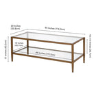 Hudson&Canal - Table basse rectangulaire Hera 45" de largeur avec étagère en verre - Laiton antique-9