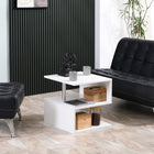 HOMCOM Square Side Table - White-Constructed of durable particle board and steel poles for long term use 