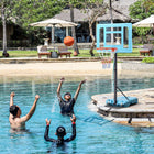 Soozier Poolside Basketball Hoop Stand-Basket hoop 5-level adjustable from 36.5"-48.5" to fit youths and adults get in on the fun
