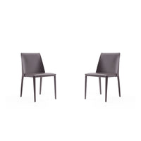 Manhattan Comfort - Lot de 2 chaises de salle à manger modernes Paris 18,11 po en similicuir gris-Chaise de salle à manger moderne parfaite pour la salle à manger et le bureau à domicile Lot de 2