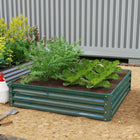 Outsunny Galvanized Steel Planter Raised Garden Bed - 47" L x 47" W x 12" H - Green-Suitable for planting vegetables, herbs, flowers in your yard 