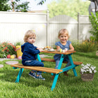 Outsunny - Table de pique-nique pour enfants, ensemble table et chaises en bois pour activités extérieures, 3-8 ans - bois naturel-Convient jusqu'à quatre enfants, chaque banc supportant jusqu'à 110lbs (50kg)
