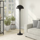 Hudson&Canal - Lampadaire Vega 61" de haut avec abat-jour en métal - Bronze noirci-Une finition en bronze noirci fabriquée à la main est appliquée sur la base en métal tulipe