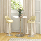 HOMCOM - Table de bar ronde plateau pivotant à 360° et base en acier - blanc-Taille pour 2 personnes, adaptée aux petits bars à domicile et aux espaces repas 