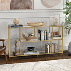 Hudson&Canal Winthrop 52"W Console Table with Glass Shelves - Brass-Features easy assembly