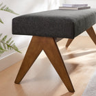 Modway Lyra 47" Fabric Upholstered Bench - Dark Grey-Non-Marking Feet