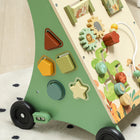 Qaba Wooden Baby Walker with Speed Control - Green-Includes a colourful xylophone to inspire your baby's musical talent 