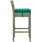 Modway - Conduit Terrasse extérieure Rotin en osier Tabouret de bar - Gris vert clair - Ensemble de 2-Tissage synthétique en rotin PE