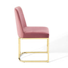 Modway - Amplify Base de traîneau Performance Velvet Fauteuil d’appoint de salle à manger - Rose Poussiéreuse d’Or-Rembourrage en mousse dense