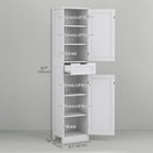 HOMCOM Tall Bathroom Storage Cabinet with Doors, Drawer and Adjustable Shelf - White-MDF frame with painted finish for reliable construction