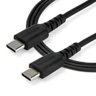 StarTech 3.3 ft USB-C Cable, Black-Extended strain relief tested to tolerate over 10000+ bend cycles at 180-degree angle