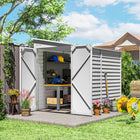 Outsunny 4.6' x 9' Steel Outdoor Storage Shed - White-Double Doors for easy access in and out
