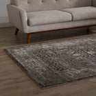 Modway Berit Distressed Vintage Floral Lattice Area Rug - 5 ft W x 8 ft L - Brown/Beige-Gripping Rubber Underside