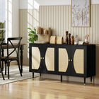 HOMCOM 55.1" L Sideboard Buffet Cabinet - Black-Two 3-level adjustable shelves offer versatile storage options