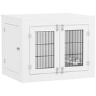 PawHut 31.5" W Dog Crate Furniture with 360° Rotatable Removable Dog Bowls - White-Rotating bowls simplify feeding and watering your dog 