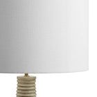 Modway Saylor Carved Ribbed Wood Floor Lamp With Drum Shade - White Grey-7