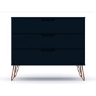 Manhattan Comfort Rockefeller Mid-Century Modern Bedroom Dresser 2-Piece Set - Tatiana Midnight Blue-Fashionable Wire Splayed Legs Made of Metal for Extra Durability.