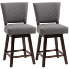 HOMCOM Swivel Bar Stools with Rubber Wood Legs and Footrests - Dark Grey - 2 Pack-Packaged in a set of 2, suitable for many places and styles
