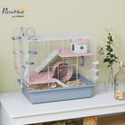 PawHut 17" H 3-Tier Small Animal Cage with Excerise Wheel, Food Bowl, Water Bottle, House, Tunnels and Ramps - Blue-Includes a DIY tunnel system, expanding the play area for endless fun 