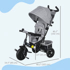 Qaba - Tricycle 6 en 1 pour tout-petits 1-5 ans avec poignée parentale - gris-Harnais de sécurité à 5 points maintenant les petits en sécurité pendant les promenades 
