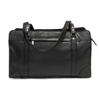 Ashlin Carlton Leather Carry All Business Case - Black-Practical and classy, this carry all business case features top zippered construction for durability, two long shoulder straps, two main sections with a centre divider, two outside zippered compartments for easy access