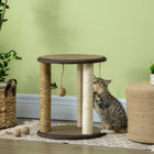 PawHut - Arbre à chat 17 po avec jouets suspendus, poteau à griffer en jute, sisal et herbe de mer-Revêtement en polaire polyester douce et confortable et en tissu Oxford 