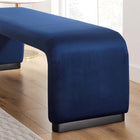 Modway Koda Performance Velvet Waterfall Long Bench - Black/Midnight Blue-Dense Foam Padding