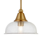 Hudson&Canal - Suspension Magnolia de 27,3 cm de large avec abat-jour en verre - Laiton/graines-Associé à un abat-jour en verre à dôme ensemencé