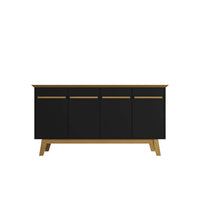 Manhattan Comfort Yonkers 62.99" Mid-Century Modern Sideboard - Black and Cinnamon-Mid-Century Modern Buffet Stand for Dining and Living Room Use