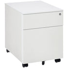 Vinsetto 2-Drawer Letter/A4 Filing Cabinet with Wheels Lockable - White-Middle wheel to prevent unit tipping over when drawers are open. Two wheels are lockable
