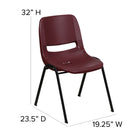 Flash Furniture HERCULES Series Burgundy Ergonomic Shell Stack Chair with Black Frame-Limited Lifetime Warranty on Frame