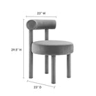 Modway Toulouse Performance Velvet Dining Chair - Grey-Stain-Resistant Upholstery