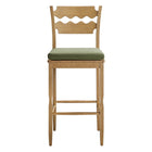 Modway - Jax Bois de chêne Tabouret de bar avec dossier ondulé en rasoir et coussin in Sauge du chêne altéré-Entièrement assemblé