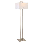 Hudson&Canal - Lampadaire Adair de 172 cm de haut avec abat-jour en tissu - Nickel brossé/blanc-Associé à un abat-jour rectangulaire en tissu blanc