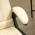 HOMCOM - Fauteuil de bureau exécutif en similicuir avec massage chauffant - beige-Matériau : Faux cuir, éponge, nylon, roulettes en PU
