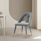 Manhattan Comfort - Chaise de salle à manger moderne Neda 53 cm en velours gris-Cadre en bois d’orme de haute qualité avec embouts en métal doré brossé pour l’élégance et la durabilité