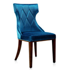 Manhattan Comfort Reine 19.7" Traditional Velvet Upholstered Dining Chairs - Cobalt Blue and Walnut - Set of 2-Standard 4-Leg Base