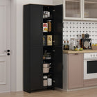 HOMCOM 67" H 4-Door Kitchen Pantry Cabinet with Adjustable Shelves - Black-6-tier shelving gives you lots of space to store dishes, pots and pans, dry goods, or appliances 